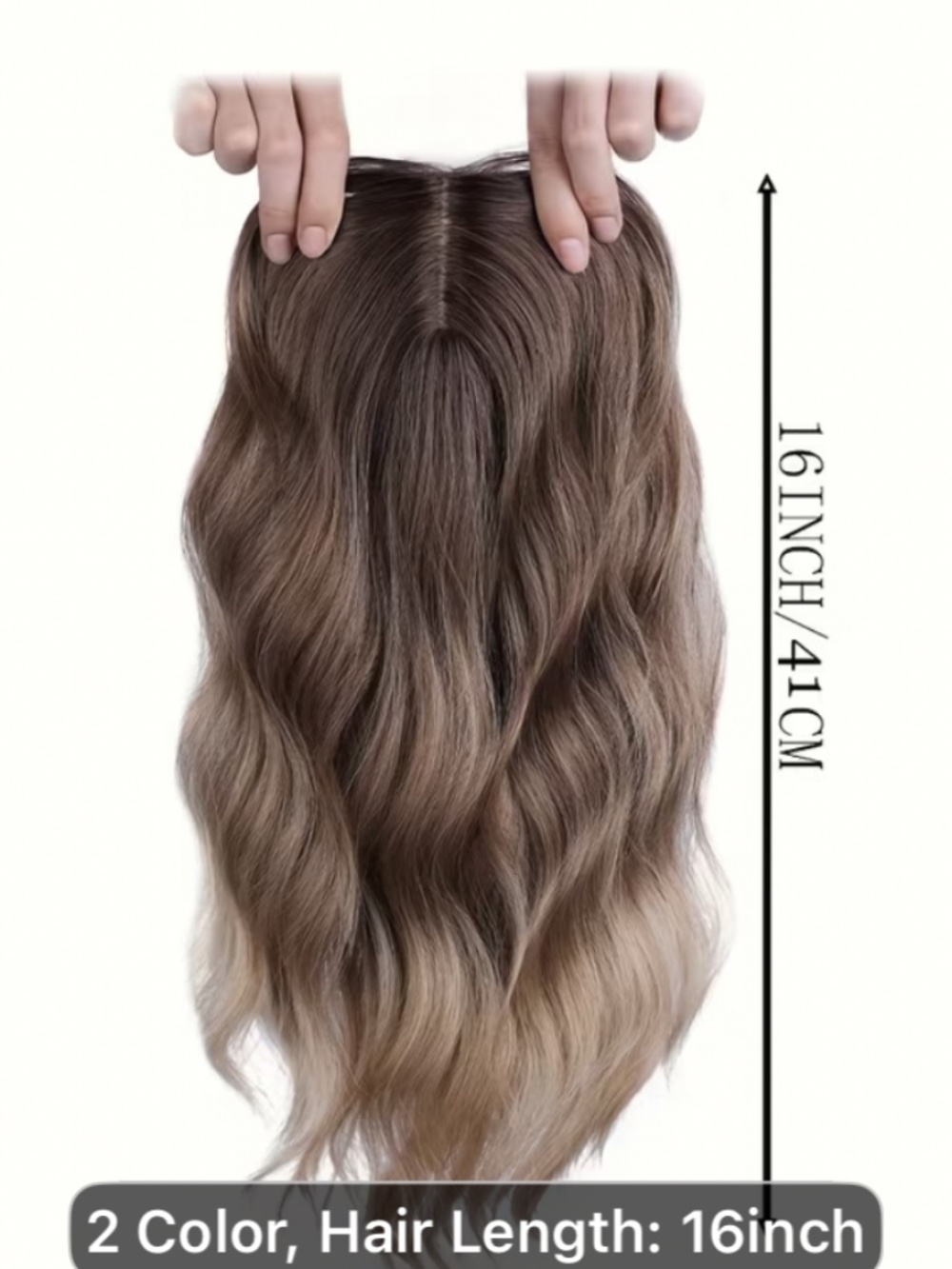 Beautiful 20” Clip-In Hair Topper with Fringe Bangs - Natural Looking Volume. - Picture 4 of 4